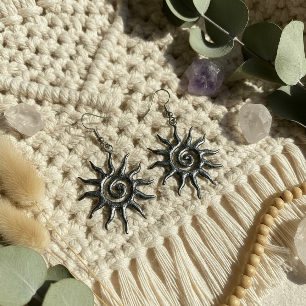 Boho sun swirl earrings