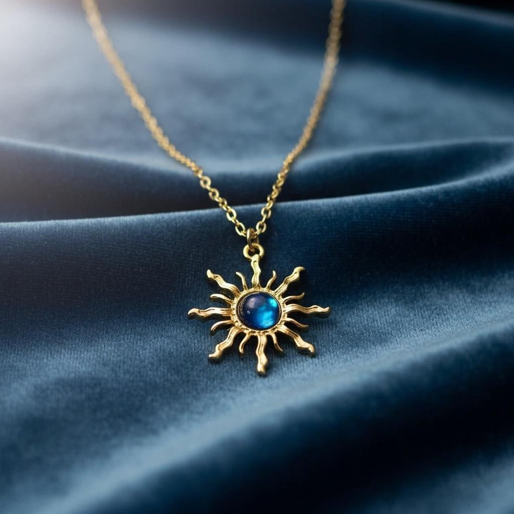 Sun necklace with gem