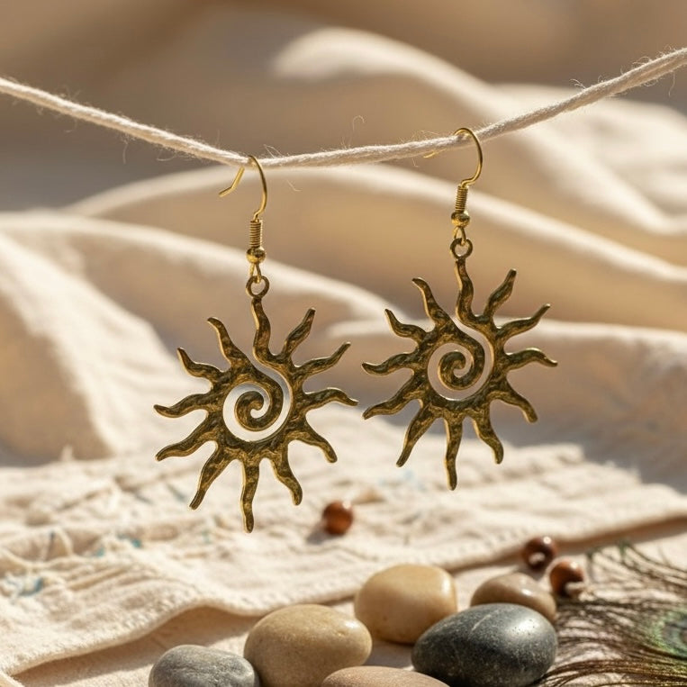 Boho sun swirl earrings